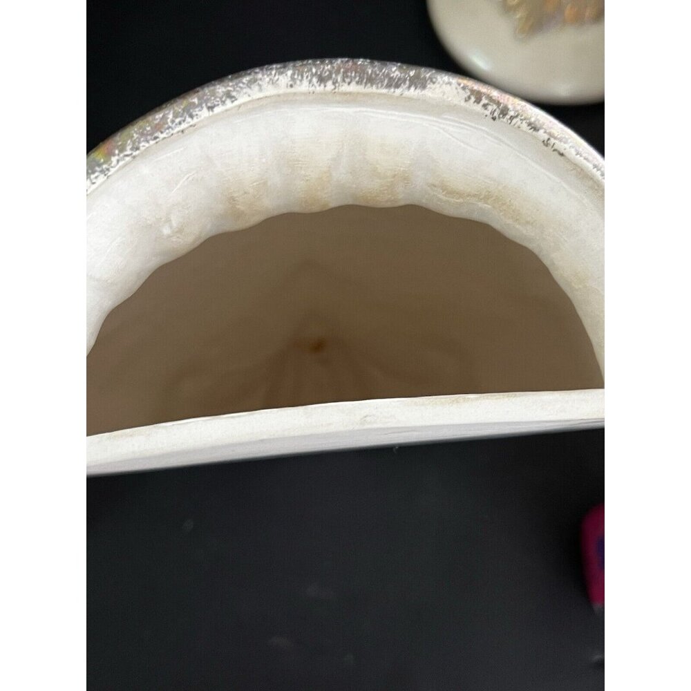 1956 Iridescent Ceramic Sconce W/ Gold Trim 18" LONG TOTAL - Picture 7 of 15